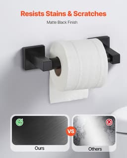image-VEVOR Matte Black Bathroom Hardware Set, 4 Pieces Stainless Steel Bathroom Accessories Set, 24-inch Towel Bar, Towel Ring, Robe Towel Hook, Toilet Paper Holder, for Bath Room, Wall Mounted