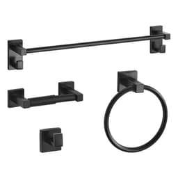 image-VEVOR Matte Black Bathroom Hardware Set, 4 Pieces Stainless Steel Bathroom Accessories Set, 24-inch Towel Bar, Towel Ring, Robe Towel Hook, Toilet Paper Holder, for Bath Room, Wall Mounted
