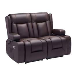 image-VEVOR Loveseat Recliner Sofa, Power Reclining Couch with Heating & Massage and Timer, PU Leather Electric Recliner Sofa with USB Ports, Cup Holders and Side Bags, Dual Loveseat Chair for Living Room