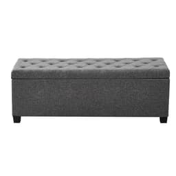 image-VEVOR Storage Ottoman Bench, Button-Tufted End of Bed Bench with Side Bags, Flip-up Upholstered Storage Chest with Metal Frame, Linen Bed Ottoman for Living Room, Bedroom, Entryway, Office, Grey