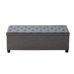 image-VEVOR Storage Ottoman Bench, Button-Tufted End of Bed Bench with Side Bags, Flip-up Upholstered Storage Chest with Metal Frame, Linen Bed Ottoman for Living Room, Bedroom, Entryway, Office, Grey