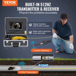 image-VEVOR Sewer Camera with 512Hz Locator, 98 ft/30 m, 9" Drain Inspection Camera with Self-Leveling, 36X Zoom, Plumbing Camera with Lights-12 LED, 32GB Card, IP68 Waterproof Snake Camera for Duct Pipe