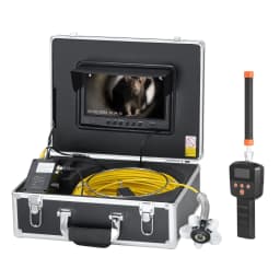 image-VEVOR Sewer Camera with 512Hz Locator, 98 ft/30 m, 9" Drain Inspection Camera with Self-Leveling, 36X Zoom, Plumbing Camera with Lights-12 LED, 32GB Card, IP68 Waterproof Snake Camera for Duct Pipe