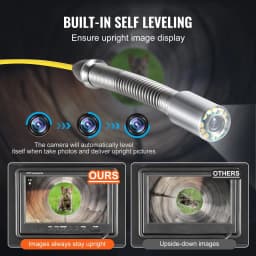 image-VEVOR Sewer Camera with 512Hz Locator, 98 ft/30 m, 9" Drain Inspection Camera with Self-Leveling, 36X Zoom, Plumbing Camera with Lights-12 LED, 32GB Card, IP68 Waterproof Snake Camera for Duct Pipe
