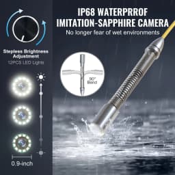 image-VEVOR Sewer Camera with 512Hz Locator, 98 ft/30 m, 9" Drain Inspection Camera with Self-Leveling, 36X Zoom, Plumbing Camera with Lights-12 LED, 32GB Card, IP68 Waterproof Snake Camera for Duct Pipe