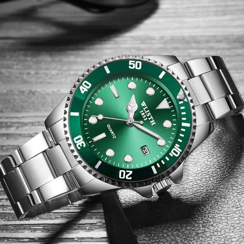 image-Men's WLISTH S526 30M Waterproof Quartz Watch, Green Dial