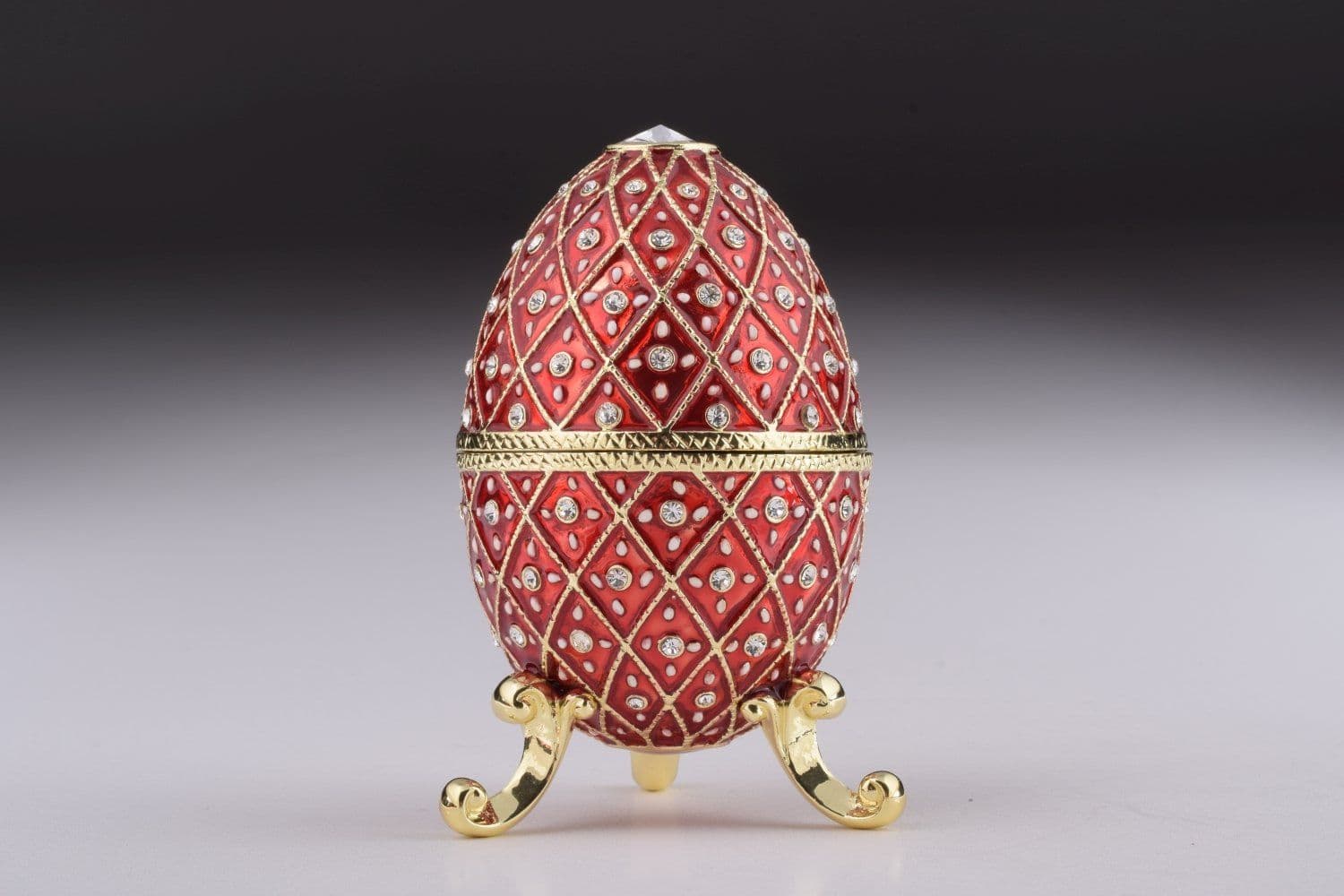 image-Red Faberge Egg with Horse Carousel Surprise Inside