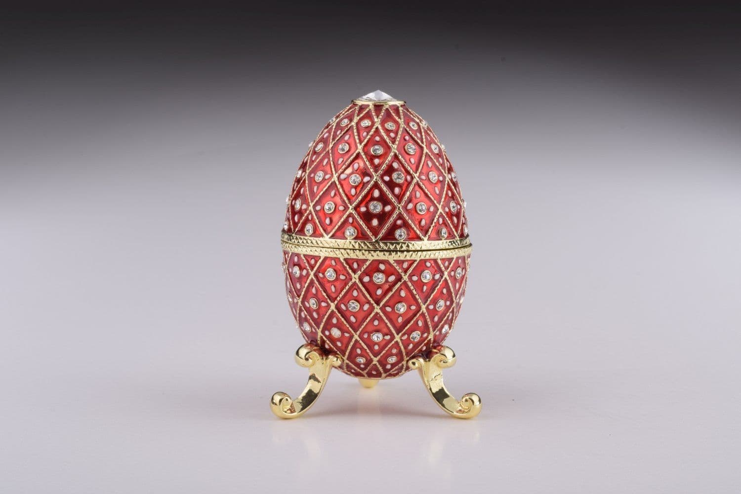 image-Red Faberge Egg with Horse Carousel Surprise Inside