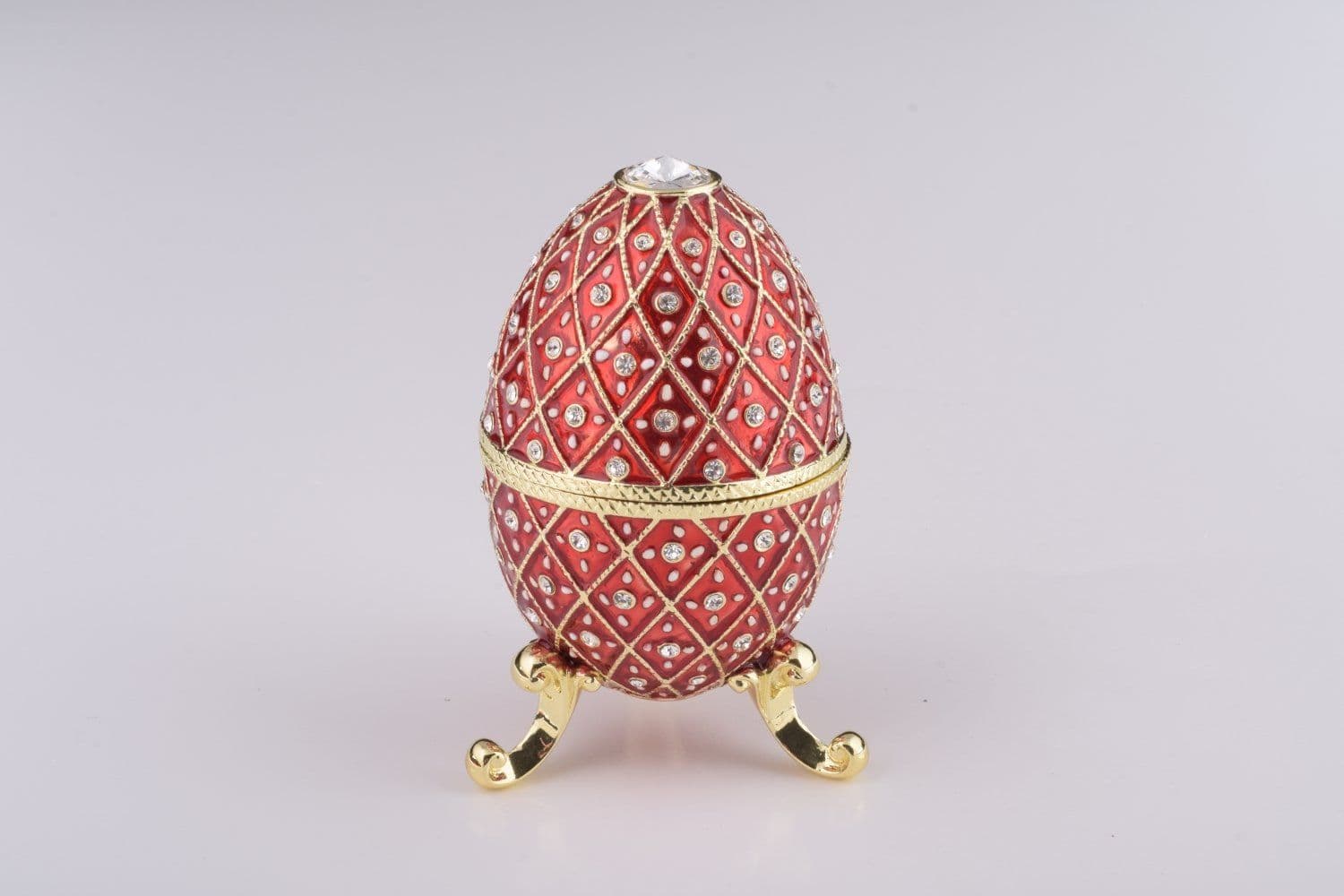 image-Red Faberge Egg with Horse Carousel Surprise Inside