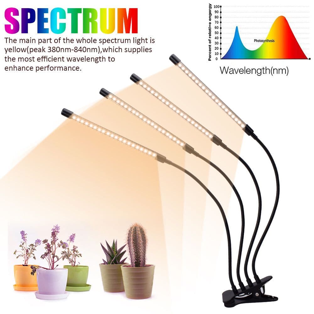 image-Warm White 3000K 80LED 5V Four-tube Flat Clip Plant Light