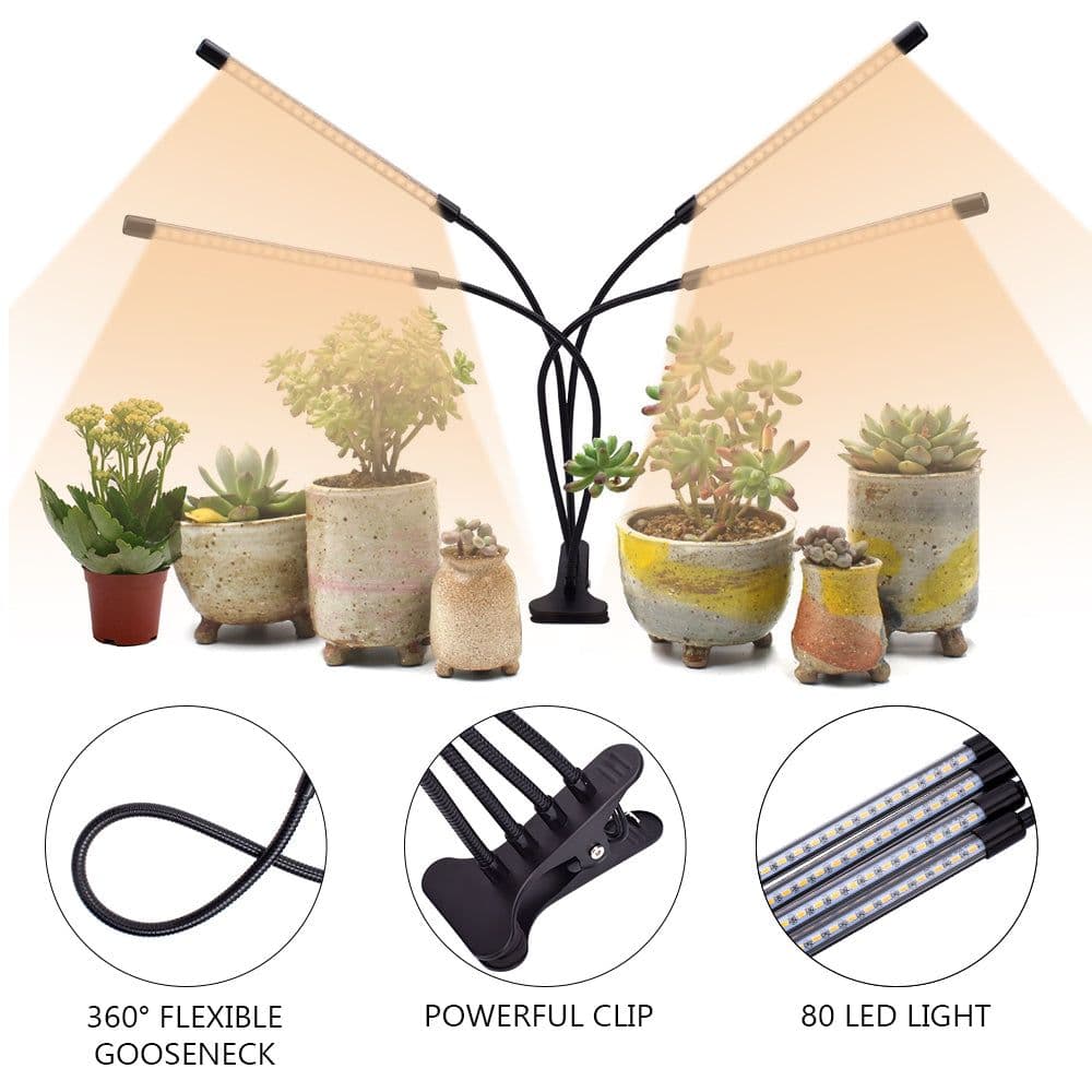 image-Warm White 3000K 80LED 5V Four-tube Flat Clip Plant Light