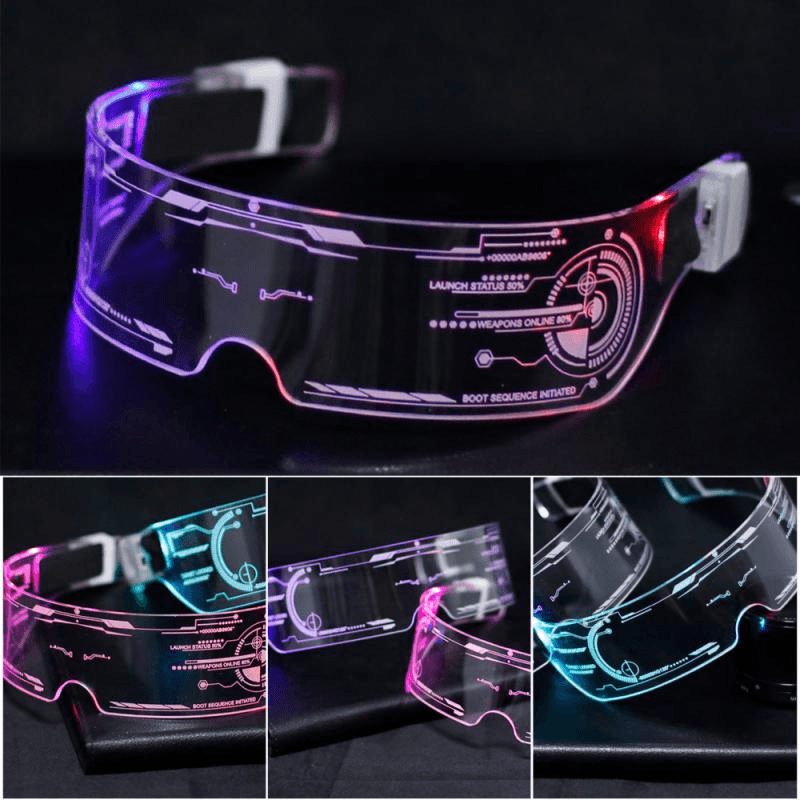 image-7 Color Decorative Cyberpunk LED Goggles LED Luminous Glasses