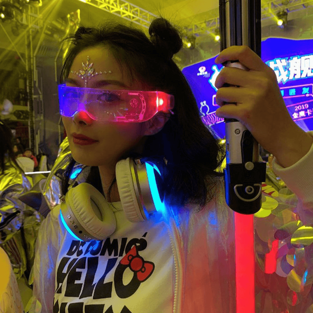 image-7 Color Decorative Cyberpunk LED Goggles LED Luminous Glasses