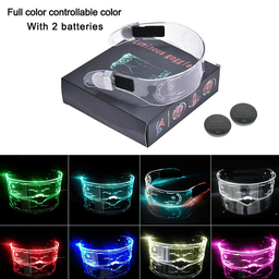 image-7 Color Decorative Cyberpunk LED Goggles LED Luminous Glasses
