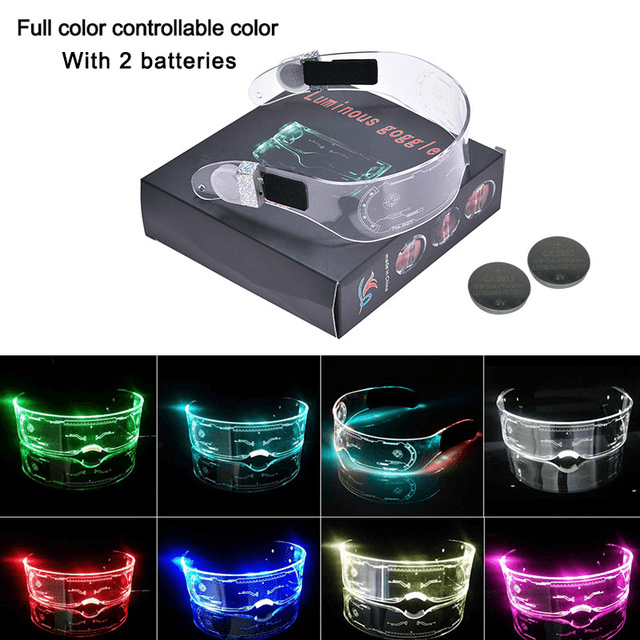 image-7 Color Decorative Cyberpunk LED Goggles LED Luminous Glasses