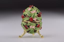 image-Green Music Playing Faberge Egg with Ladybird Beetles Ladybugs