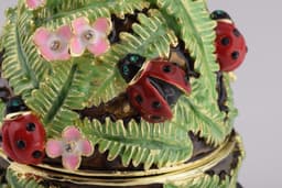 image-Green Music Playing Faberge Egg with Ladybird Beetles Ladybugs