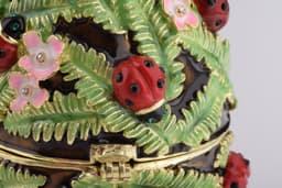 image-Green Music Playing Faberge Egg with Ladybird Beetles Ladybugs