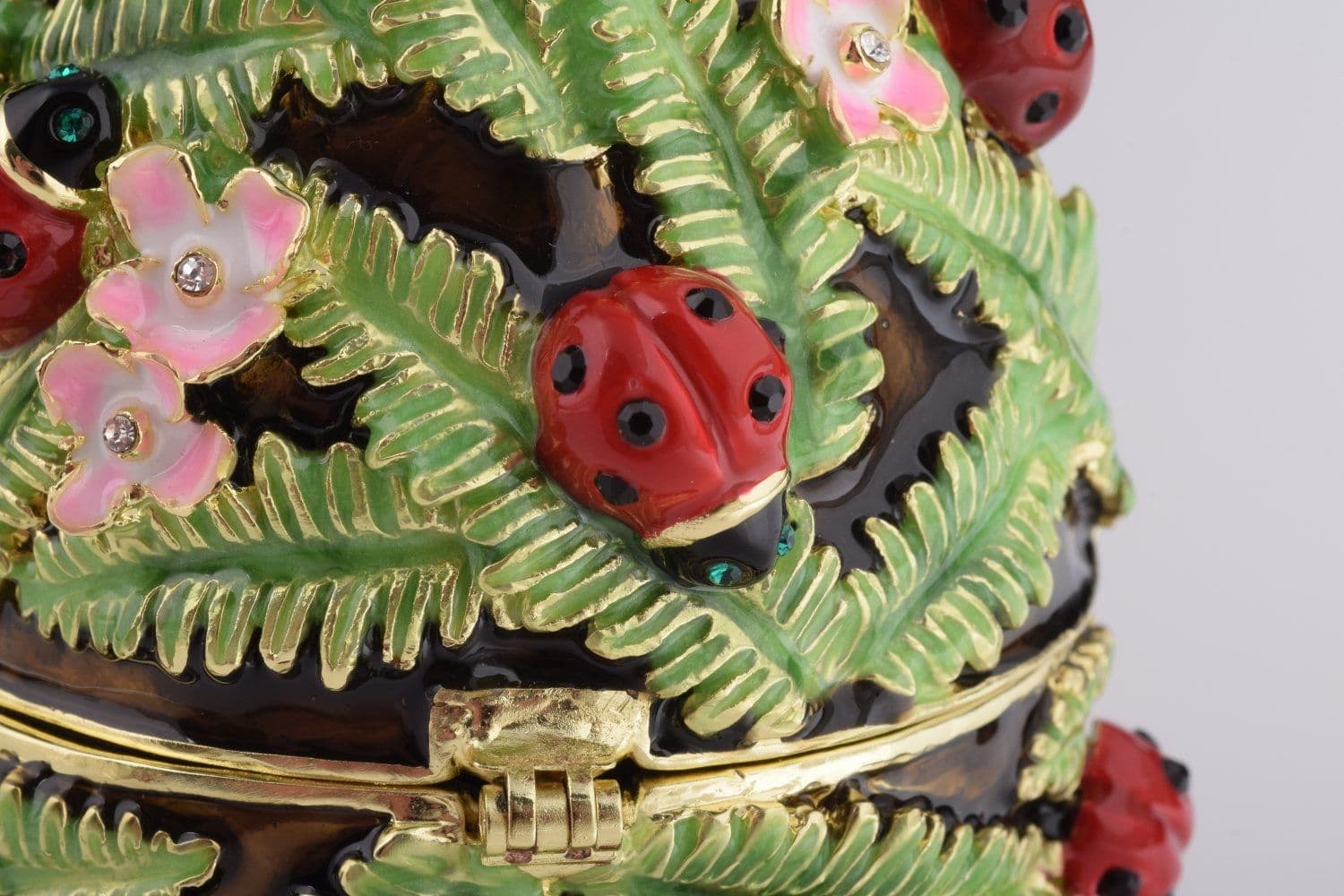 image-Green Music Playing Faberge Egg with Ladybird Beetles Ladybugs