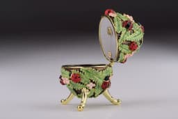 image-Green Music Playing Faberge Egg with Ladybird Beetles Ladybugs