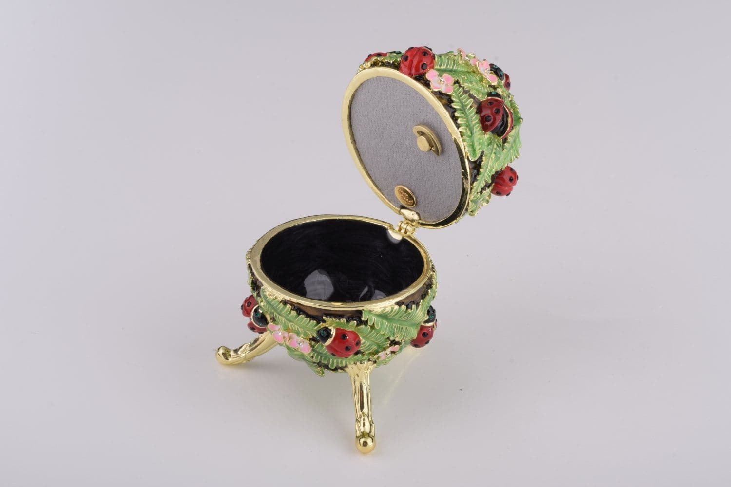 image-Green Music Playing Faberge Egg with Ladybird Beetles Ladybugs