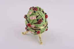 image-Green Music Playing Faberge Egg with Ladybird Beetles Ladybugs