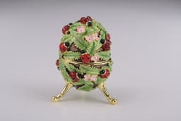 image-Green Music Playing Faberge Egg with Ladybird Beetles Ladybugs