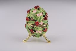 image-Green Music Playing Faberge Egg with Ladybird Beetles Ladybugs