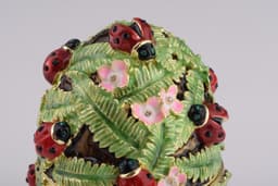 image-Green Music Playing Faberge Egg with Ladybird Beetles Ladybugs