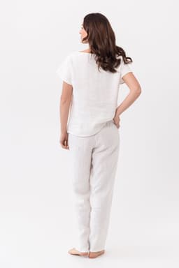 image-White linen / Natural Linen Pajama set / Linen loungewear / Linen