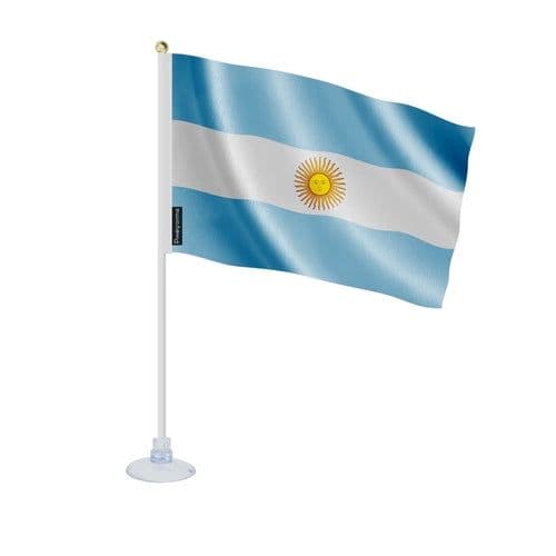 image-Mini Drapeau de l'Argentine – Ventouse – Pour Surface Lisse – Polyeste