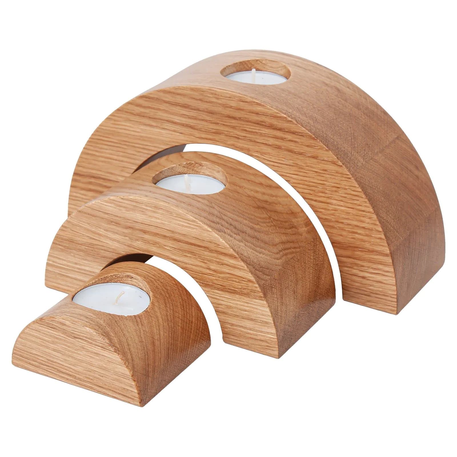 image-Wooden Candlesticks Semicircular Oiled Oak