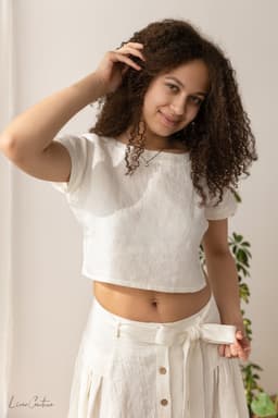 image-Taormina Set | Linen Crop Top and Flared Midi Skirt