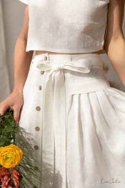 image-Taormina Set | Linen Crop Top and Flared Midi Skirt
