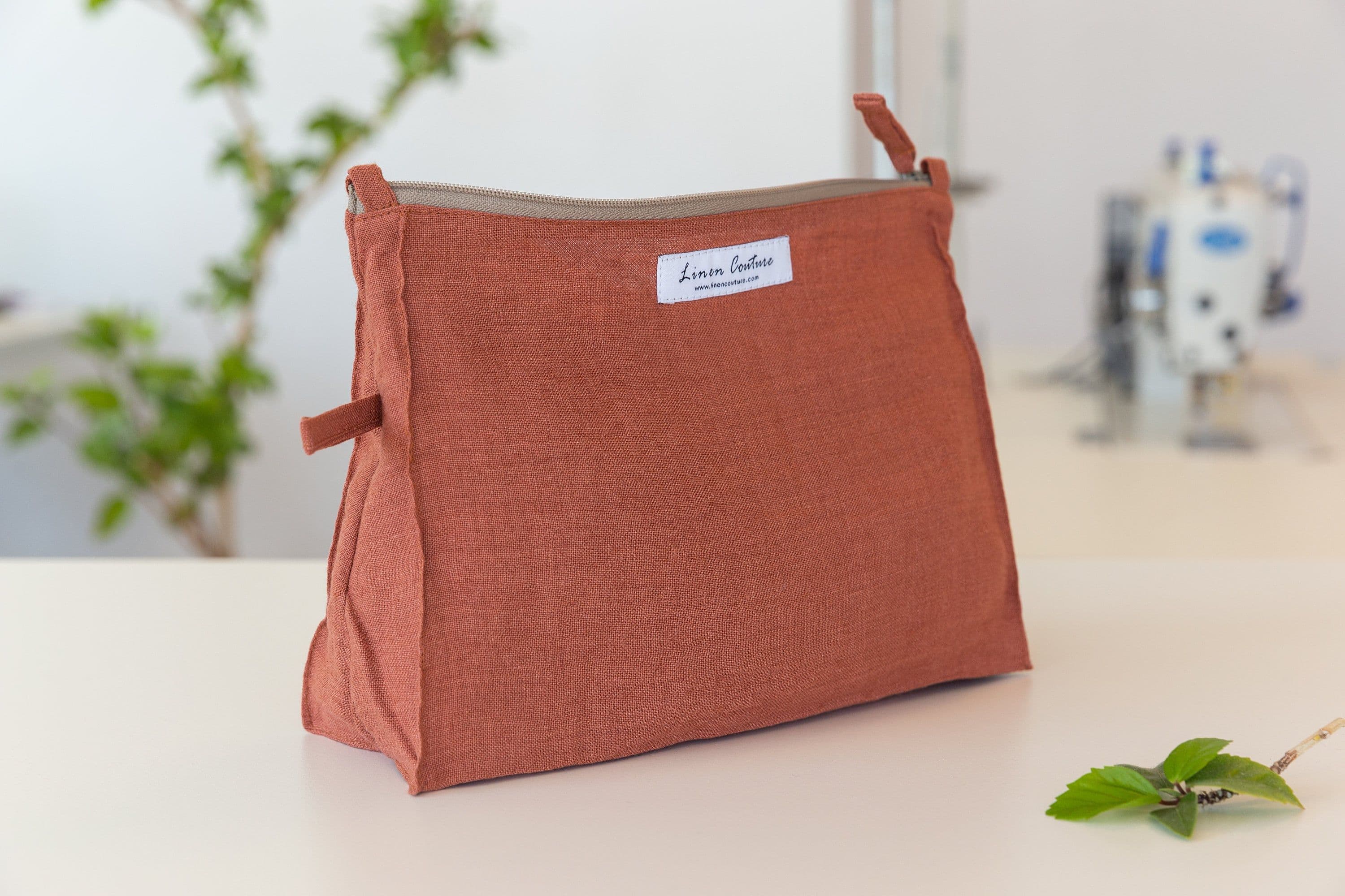 image-Canary Yellow linen large cosmetic bag