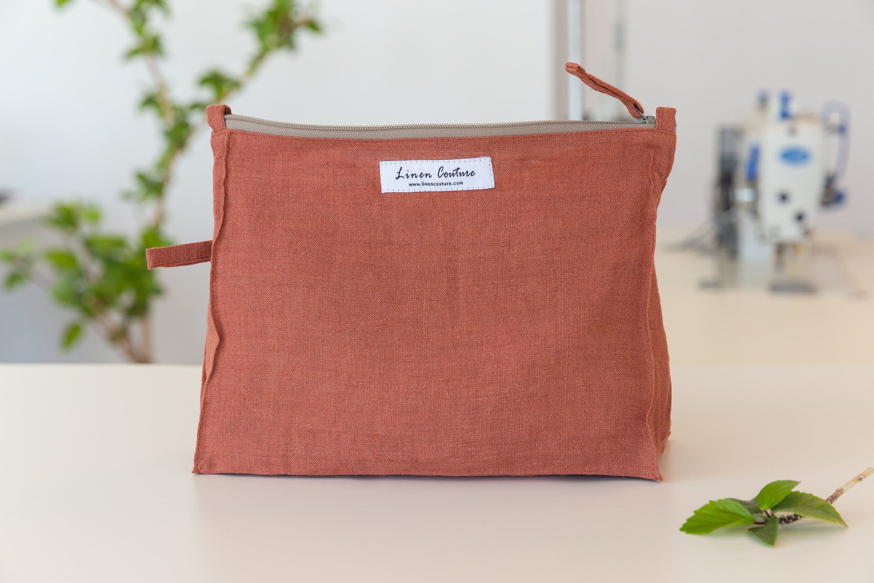 image-Canary Yellow linen large cosmetic bag
