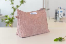 image-Canary Yellow linen large cosmetic bag