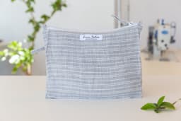image-Canary Yellow linen large cosmetic bag
