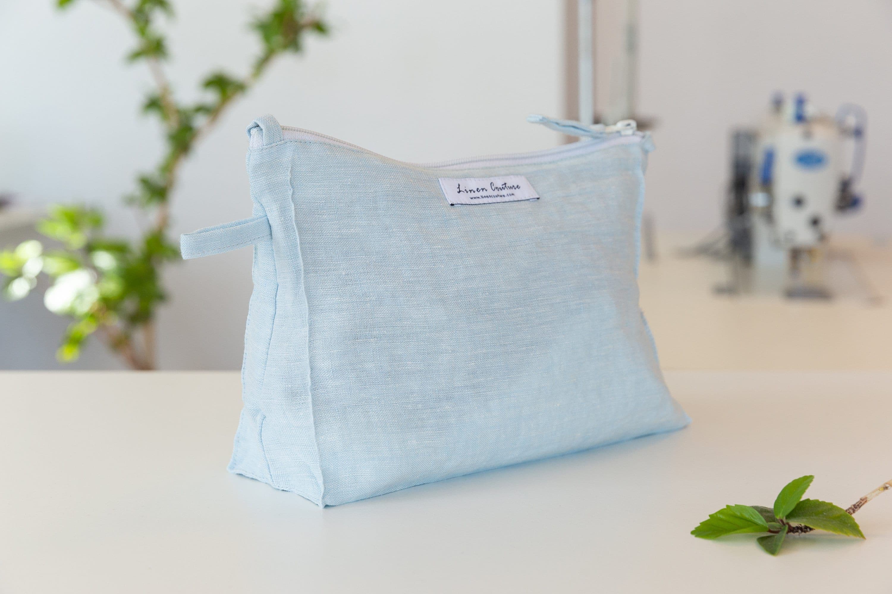 image-Canary Yellow linen large cosmetic bag