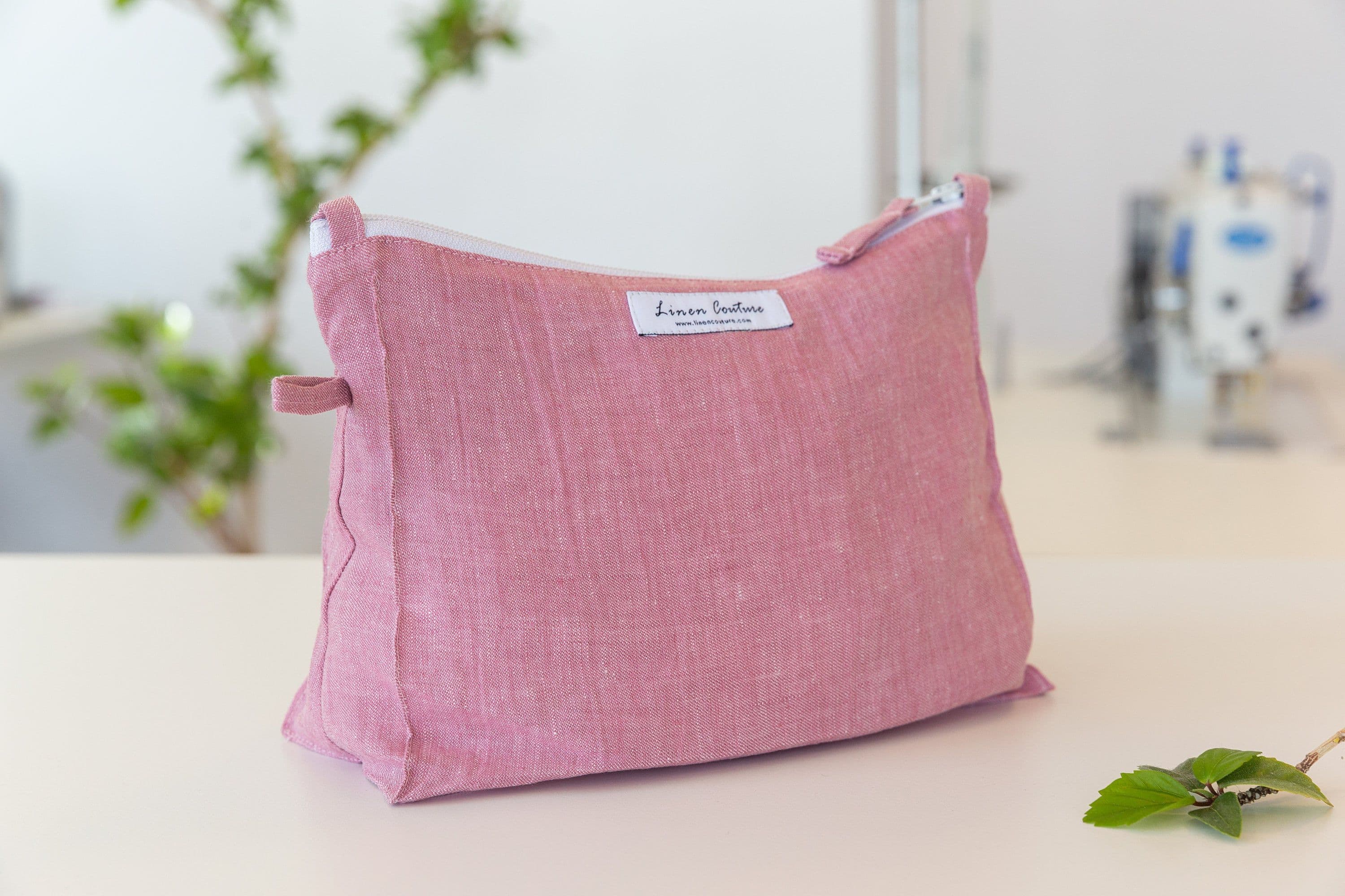 image-Canary Yellow linen large cosmetic bag