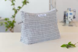 image-Canary Yellow linen large cosmetic bag