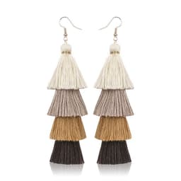 image-Green Tassel Earrings Women Bohemian Layered