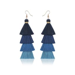image-Green Tassel Earrings Women Bohemian Layered