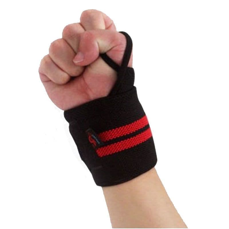 image-Gym Weightlifting Gloves - Black+Red, Wrist Protection, Adjustable Belt, Polyester+Rubber