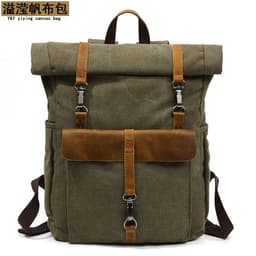 image-Cross-border sources of new canvas backpack men's retro shoulder computer bag student school bag outdoor wear-resistant travel bag