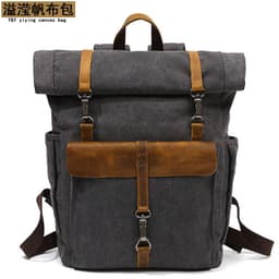 image-Cross-border sources of new canvas backpack men's retro shoulder computer bag student school bag outdoor wear-resistant travel bag
