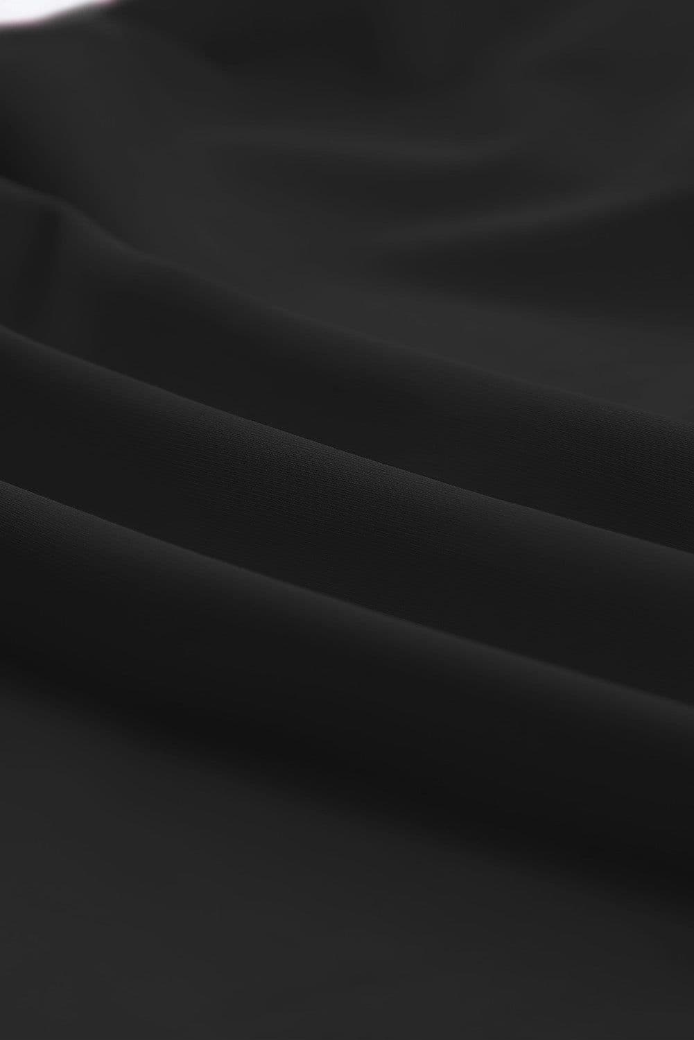 image-Black Solid Square Neck Sleeveless Tankini Swimsuit