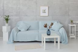 image-Reddish Brown linen couch cover