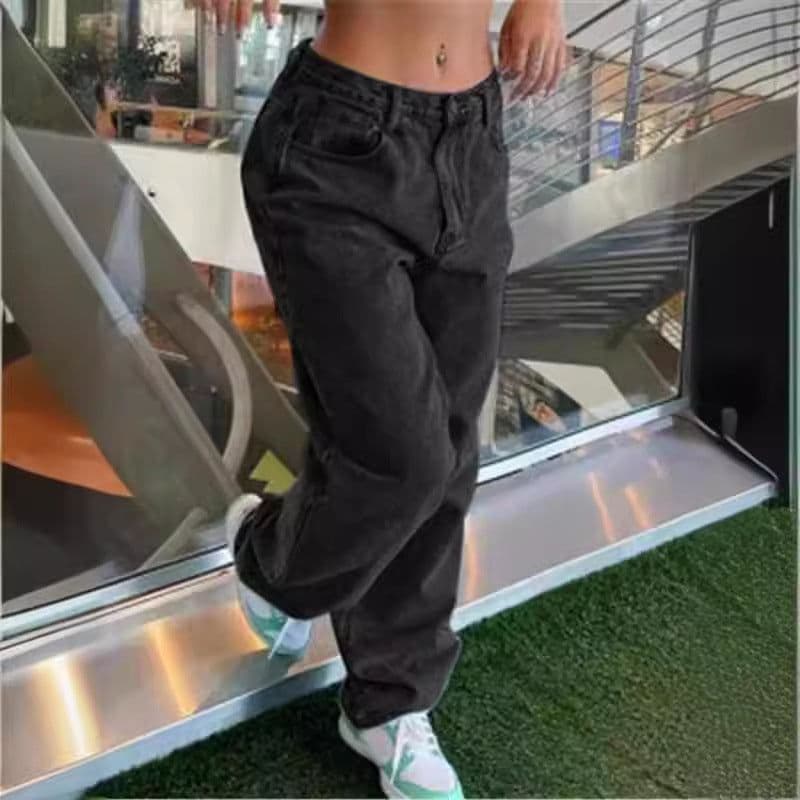 image-Casual Retro Loose Denim Trousers Women