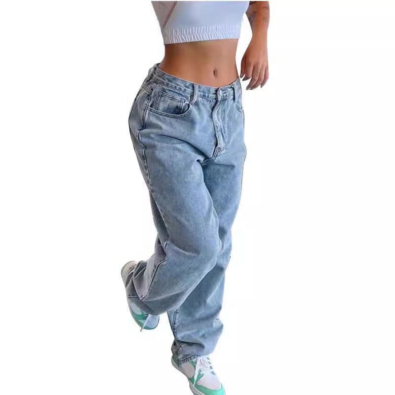 image-Casual Retro Loose Denim Trousers Women